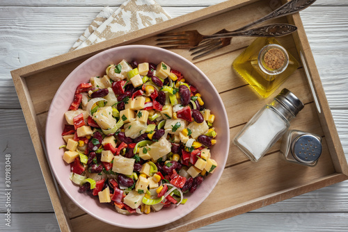 Bean, pineapple and corn salad, mexican style cuisine.