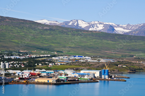 panorama of the beautiful city of Akereyri in iceland