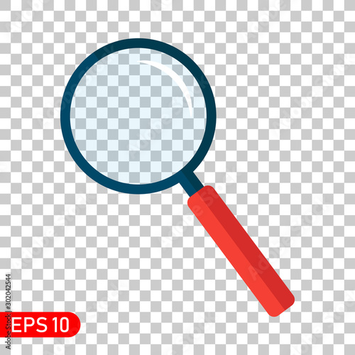 Search icon. Magnifying glass. Flat style loupe on transparent background