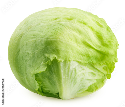 Green iceberg lettuce isolated on white background, clipping path, full depth of field