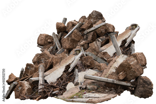 construction debris garbage bags, garbage bricks, a pile of rubble and material from a demolished house