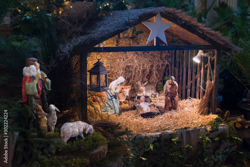 Christmas creche with Joseph Mary and Jesus