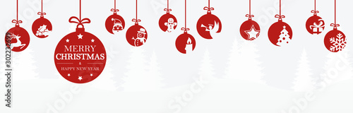 hanging baubles with christmas icons and greetings