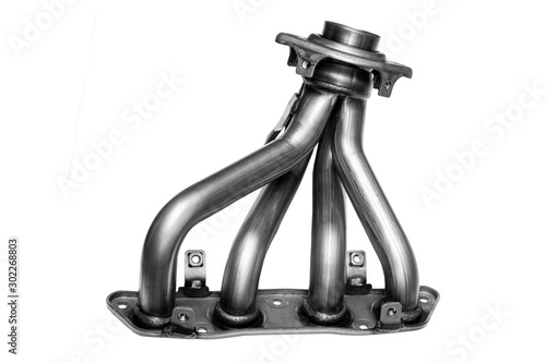 New car exhaust manifold on a white background