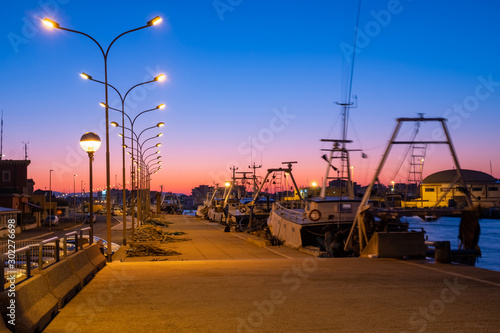 Fuimucino port in the evening. Beautifuo view of a sea.