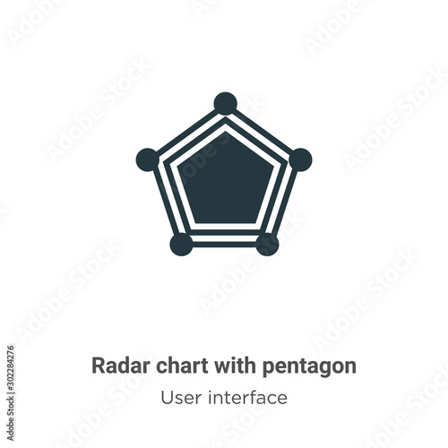 Radar chart with pentagon vector icon on white background. Flat vector radar chart with pentagon icon symbol sign from modern user interface collection for mobile concept and web apps design.