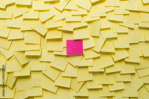 The concept of one main goal in business. Sticky notes of the memo. Focus on the essentials. A priority.