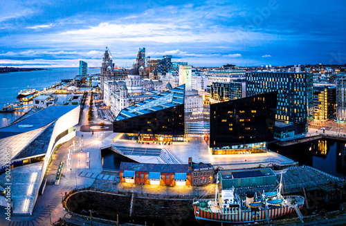 Aerial view of Royal Albert Dock in Liverpool, England