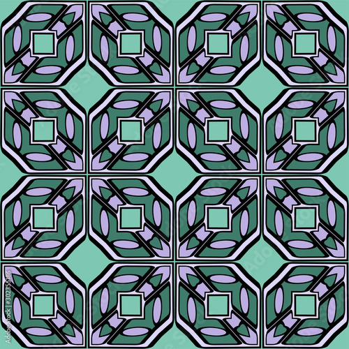 Color decorative seamless pattern with geometric ornamnet. Vector illustration