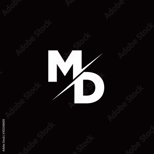 MD Logo Letter Monogram Slash with Modern logo designs template
