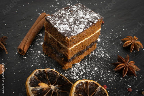 Sponge Cake with Spices and Honey, Piernik, Brown Biscuit