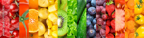 Tło owoców, warzyw i jagód. Świeże jedzenie