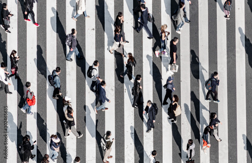 Zebra crossing Ginza street crowd walk on crosswalk Tokyo Japan