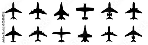 Set airplane icon. Aircrafts flat style - stock vector.