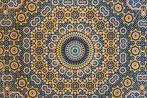 Colourful moroccan tilework of Kasbah Telouet, Morocco.