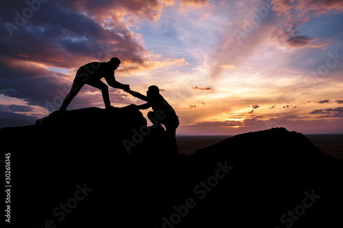 two man in mountain