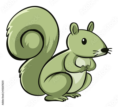Green squirrel on white background