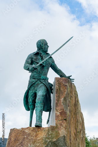 statue of vice admiral and famous French corsair George Le Peley de Pleville in his hometown of Granville in Normandy