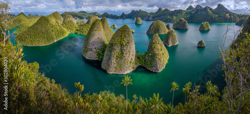 Tower karst panorama from Wayag Island Overlook, Raja Ampat, Papua, Indonesia