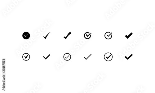 tick black vector icon circle curve sharp straight outline