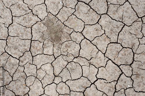 Dry cracked soil by sun burn , arid , summer Thailand 