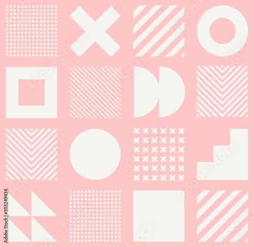 Vector geometric seamless pattern with simple shapes. Abstract minimalistic background.