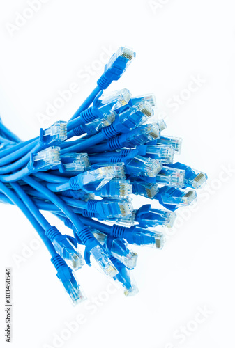 blue network cables isolated on white background