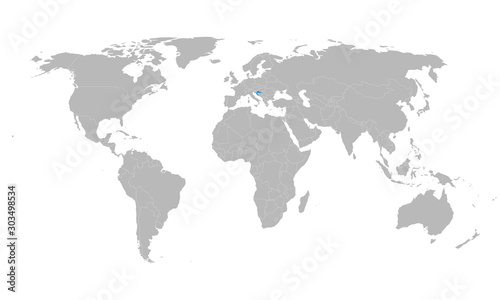 European country croatia highlighted on world map vector