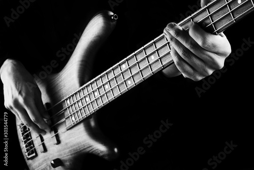 jazz bassist black and white image