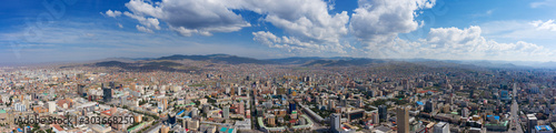 Aerial panorama view of Ulaanbaatar city, capital of Mongolia