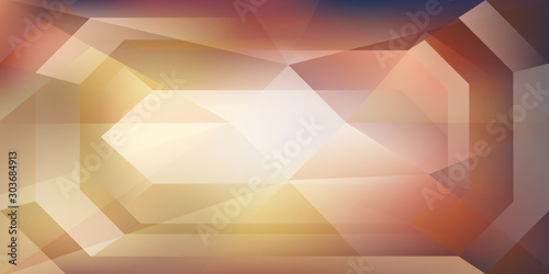 Abstract crystal background with refracting light and highlights in yellow and brown colors