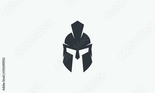 helmet of the Spartan warrior symbol, emblem. Spartan helmet logo, illustration of spartan, Spartan Greek gladiator helmet armor flat vector icon
