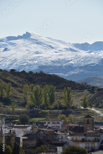 Beas de Granada, a beautiful town with Sierra Nevada in the background