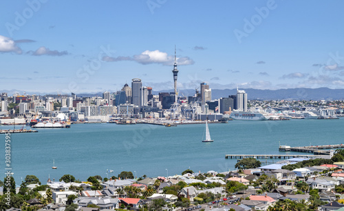 Harbor and Skyline of Auckland, New Zealand