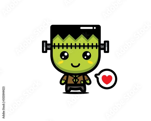 cute frankenstein vector cartoon design