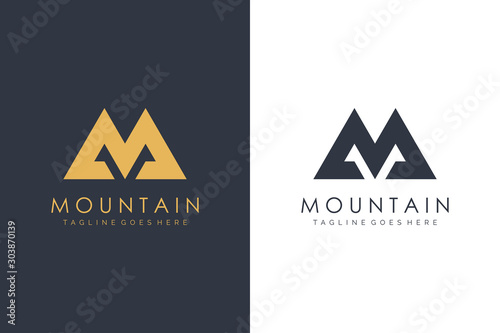 Mountain Logo Letter M Flat Vector Logo Design Template Element