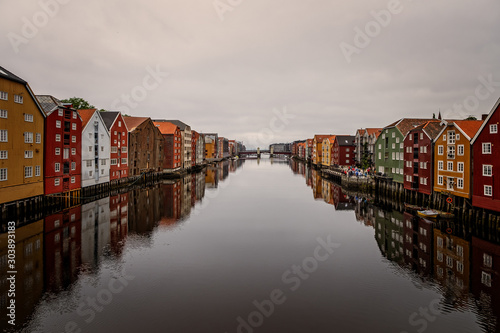 Cityscape of Trondheim, Norway - architecture background in july 2019