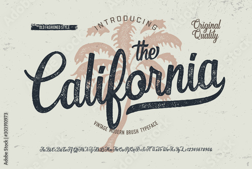 "California". Vintage Brush Font. Retro Typeface. Vector Illustration.