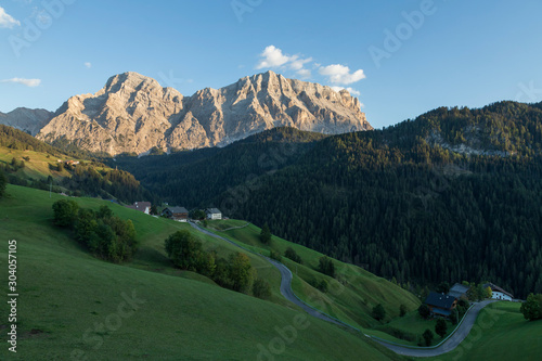 The valley of the town of La Vall in the Italian Dolomites