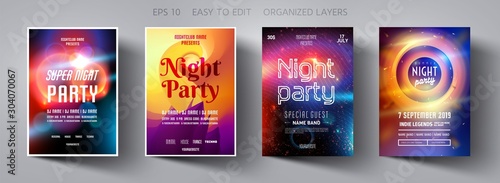 Set poster for night party.Flyer design template.Concept design for banner.Set flyer for dance club party.Layout invitation.Abstract background.Layout cover booklet.Vector wallpaper.Poster template.