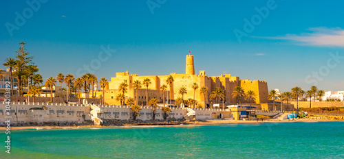 Monastir in Tunisia is an ancient city and popular tourist destination on the Mediterranean Sea.