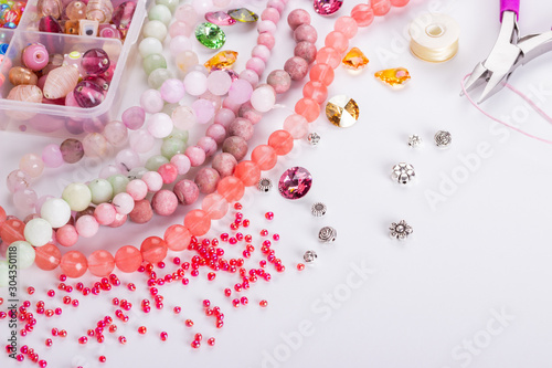 Rose cherry pink quartz beads