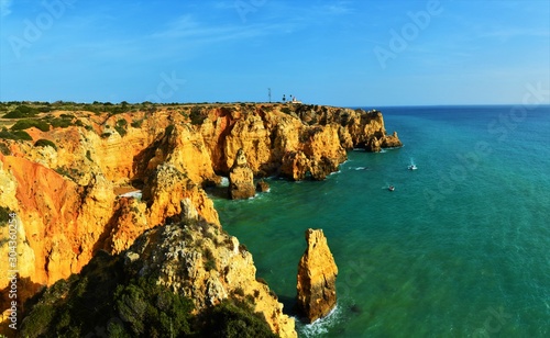 rocky beach in Lagos Portugal 01.Nov.2019 It is one of the most beautiful beaches and coastal areas in the world