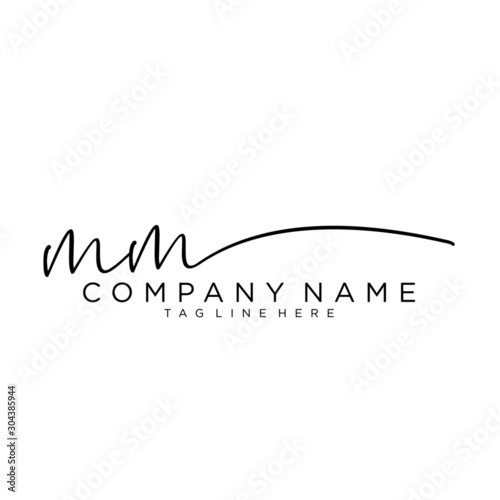 Initial letter MM Signature handwriting Logo Vector