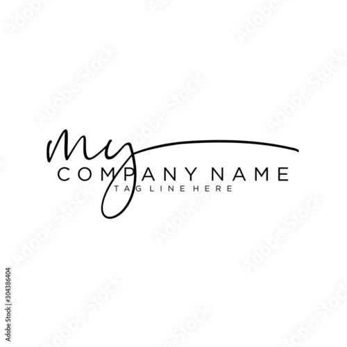 Initial letter MY Signature handwriting Logo Vector