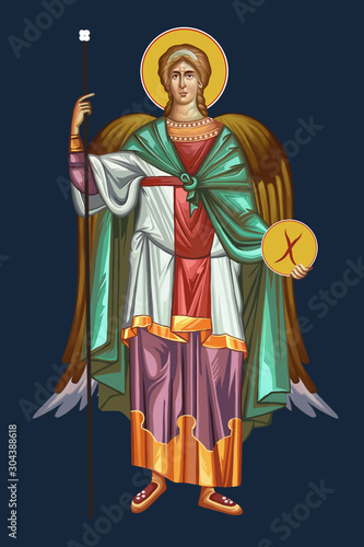 The archangel Michael. Prince of Heavenly Host. Illustration in Byzantine style