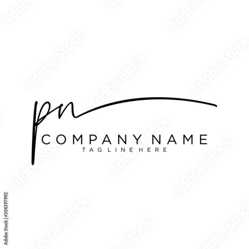 Initial letter PN Signature handwriting Logo Vector