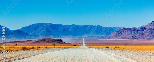 Gravel road in Namibia - panorama - Africa
