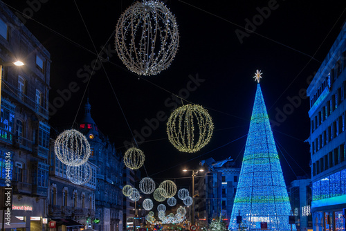 Christmas decoration and lights of the city of Vigo