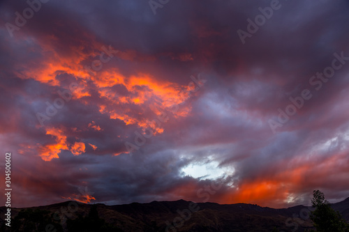 Spectacular sunset at Wanaka in New Zealand